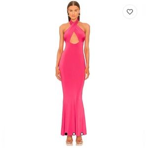 Revolve x Michael Costello Hot Pink Cross-Over Maxi Dress